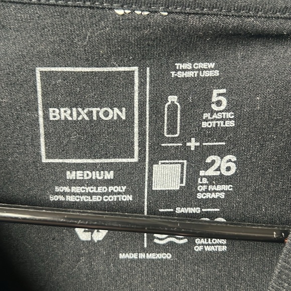 Brixton Black Tee Shirt with Mountain Design on Front - Picture 4 of 4